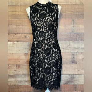 She + Sky Black Lace Back Cut-Out Cocktail Dress size Large Party Wedding